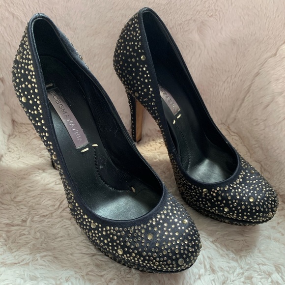 ⭐️ BCBGMAXAZRIA Black Satin Studded Pumps ⭐️ - Picture 2 of 8